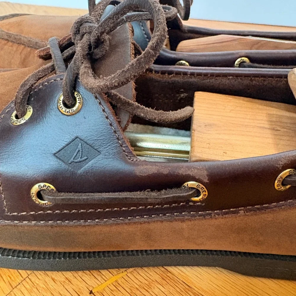 Sperry Top-Sider Authentic Original 2-Eye Brown Leather Boat Shoes Mens 12M
